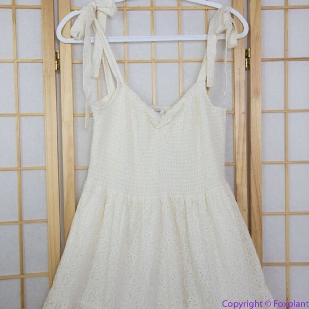NEW Madewell Eyelet Lucie Tie-Strap Tiered Midi Dress, M - Picture 6 of 16